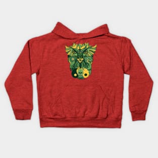 Forrest Green Owl And Ageless Skull Kids Hoodie